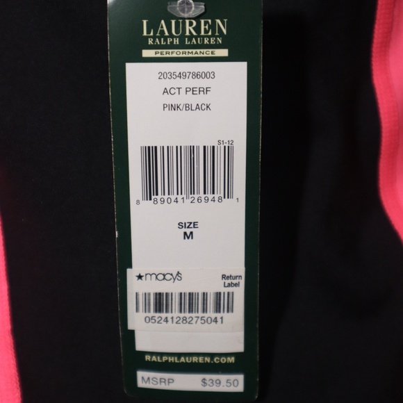 NWT Super Cute Ralph Lauren Performance Pink/Black Active Top | Size: Medium - Picture 6 of 6